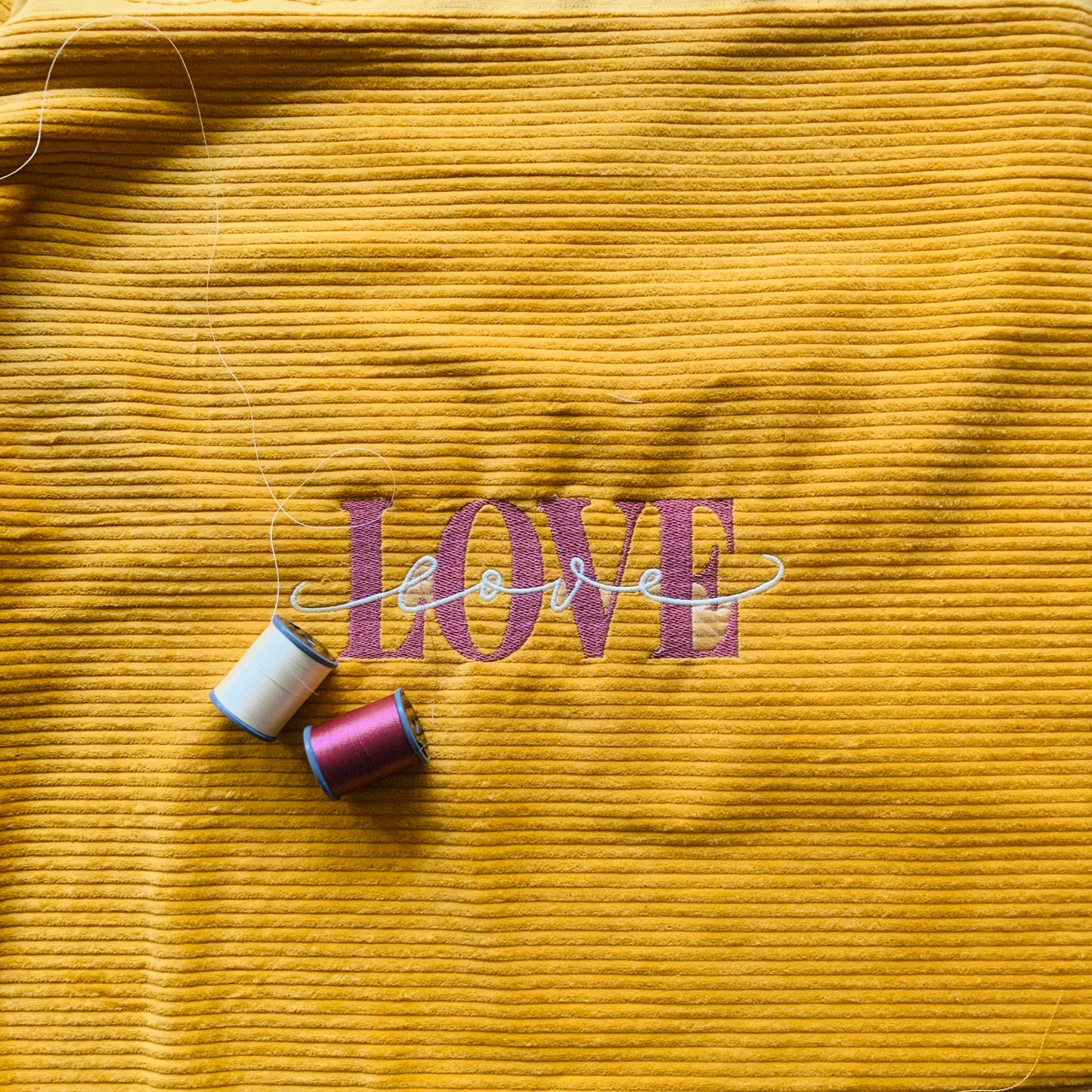 Handmade 100% Cotton Corduroy Cushion Cover-Ochre| LOVE Embroidery