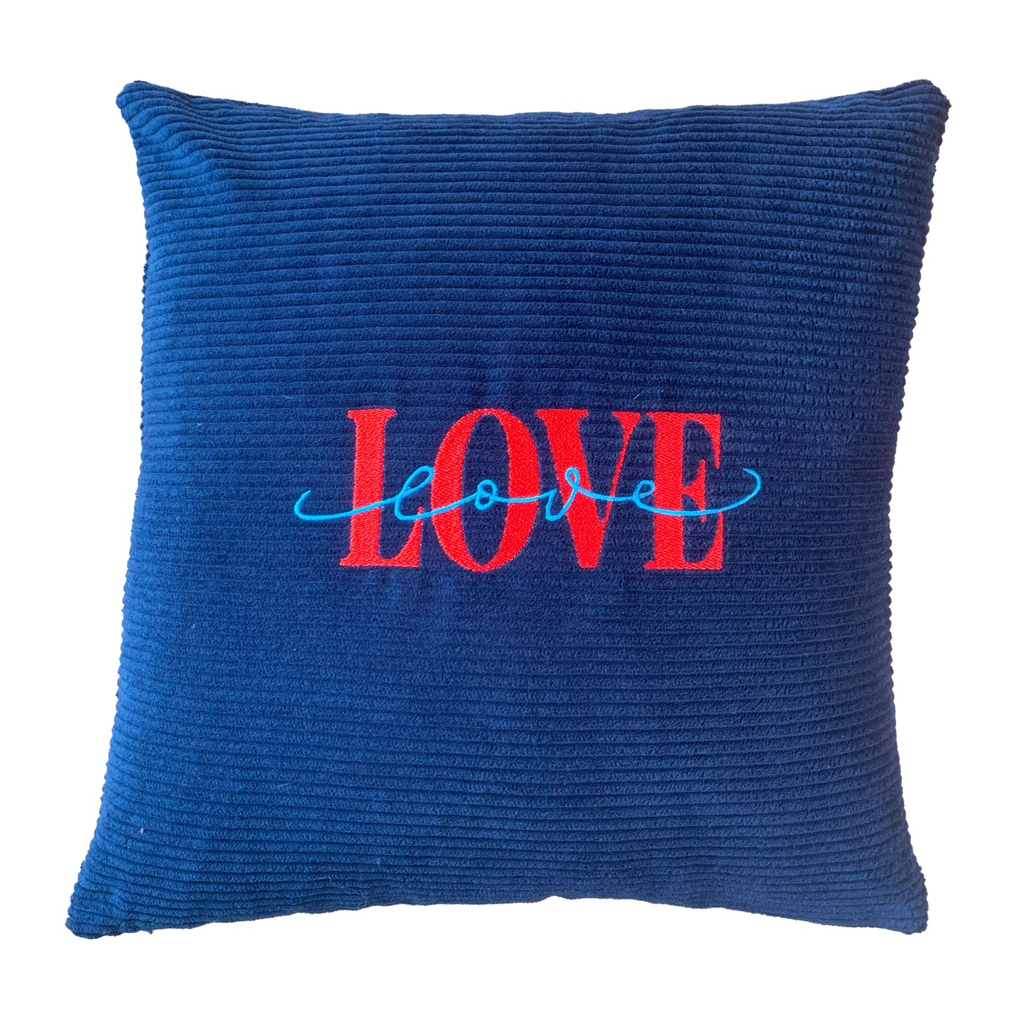 Handmade 100% Cotton Corduroy Cushion Cover-Royal Blue| LOVE Embroidery