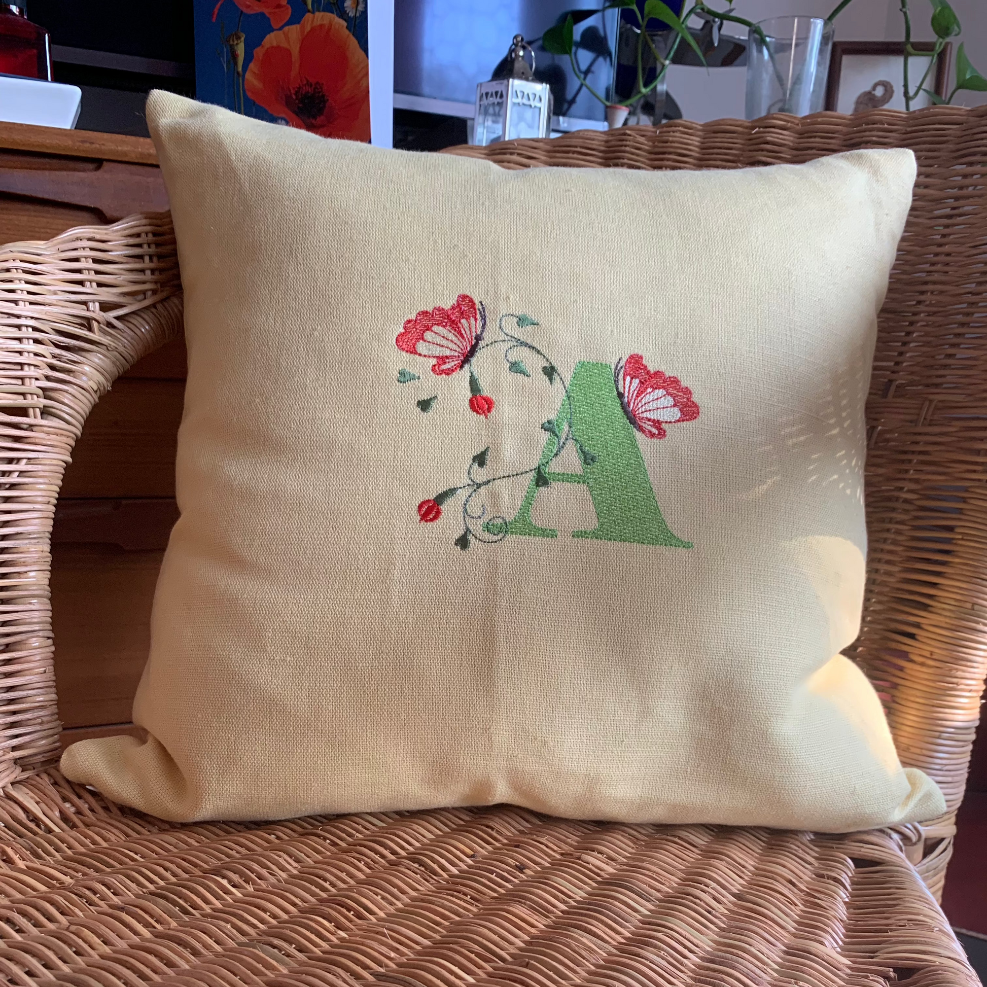 cushion cover embroidery initial