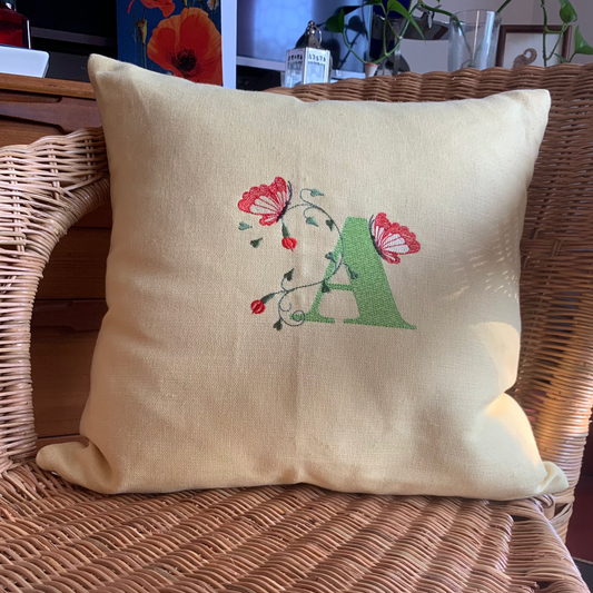 cushion cover embroidery initial